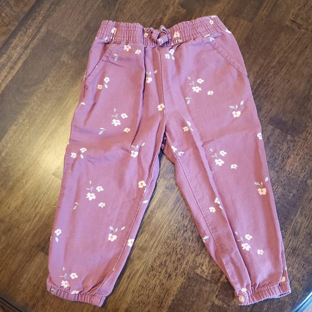 OshKosh B'gosh Toddler Woven Jogger Pants. Soft berry purple floral, Size 3T
